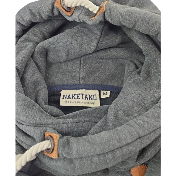 Naketano | Grey Cowl Neck Hoodie | Size Medium - Picture 3 of 6
